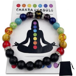 Kal-Bracelet Homme, Pierre Naturelle Femme, Double Chakra Bracelet En Pierre Naturelle Reiki Charme, 18 Cm Hommes Femmes, Porte Bonheur Cadeau Noel, Élastiques - Neuf