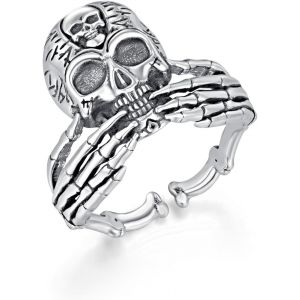 Yemaesre-Bague Tête De Mort En Argent Sterling 25 - Motif Tête De Mort - Style Rétro Gothique - Pour Homme Et Femme - Pour Halloween, Noël, Anniversaire, Argent Sterling - Neuf