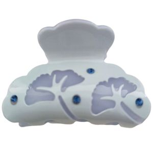 Promotion ! Pince Crabe Créateur 'arégonde' Bleu (Strass, Ginkgo) - 50x35 Mm - Neuf