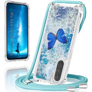 JGD-Coque pour Samsung Galaxy A36 5G avec Cordon, Coque Glitter A36 5G Samsung avec Collier Housse Ultra Fine TPU Original Transparent Silicone T&eacute;l&eacute;phone Portable Samsung A36 Coque Bling Antichoc Cas - Neuf