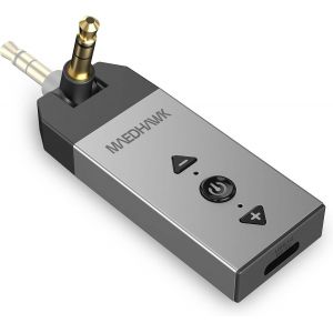 Adaptateur Aux Bluetooth Voiture, Récepteur Bluetooth 5.2 Adaptateur Audio Sans Fil Kit Voiture Rotatif 180° Haut-Parleur Stéréo Auxiliaire 3,5 Mm (Appel Mains Libres, A2dp) - Neuf