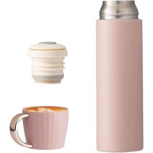 Thermos 500ml Avec Tasse, Bouteille Isotherme En Acier Inoxydable, Gourde Isotherme Etanche Sans Bpa, Pour Boissons Chaud Ou Froid, Pour Travail, Ecole - Neuf
