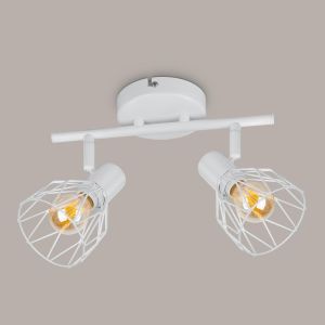 Led Adjustable Ceiling Light, 2 Spotlights, White E14, Interior Retro Ramp For Kitchen, Bedroom, Living Room, Hallway, Without Bulb - Neuf