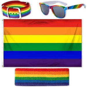 Mevronisshop-Drapeau Pride 90 X 150 Cm, Bracelet Gay Pride, Bandeau Arc-En-Ciel, Lunettes Lgbt Accessoires Ensemble De Drapeau Progress Pride Pour D&eacute;fil&eacute;s F&ecirc;te Festivals - Neuf