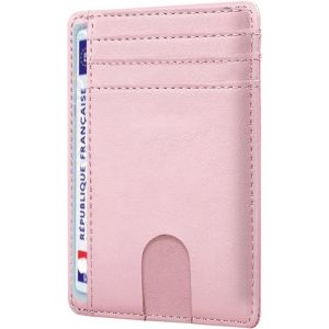 KALANKA-Porte Carte identité française Femme [ Blocage RFID ] Portefeuille Carte bancaire Anti piratage, Anti fraude - Élégant et Minimaliste | Protégez Votre Fortune sans Perdre l`élégance ! (Rose) - Neuf