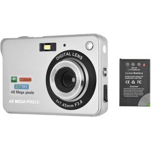 18M 720p HD Appareil Photo Numérique Caméscope avec 2pcs Batteries Rechargeables 8X Zoom Numérique Anti-Shake 2.7inch Écran LCD Enfants Cadeau de Noël (Argent) - Neuf