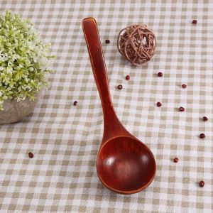Hjlian Cuillere A Manche En Bois Naturel, Ustensile De Cuisine Avec Crochet (Couleur Ancienne Peinture) - Neuf