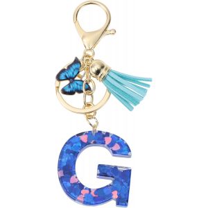 Kal-Porte-Cl&eacute;s, Porte-Cl&eacute;s Pour Filles, Pendentif De Cl&eacute; Lettre G, Porte-Cl&eacute;s Papillon Avec Lettres Initiales, Cadeau De Porte-Cl&eacute;s Pour Femmes, Bleu - Neuf