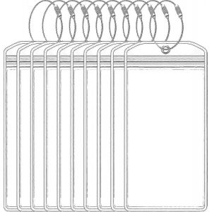 10 Pcs Porte-&eacute;tiquettes de bagages avec fermeture &eacute;clair et boucles en acier,Cruise Essentials &Eacute;tiquettes de bagages &eacute;tanches transparentes pour les accessoires de vacances de voyage (7,5 x 3,5 po) - Neuf