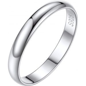 Tianyi-Bague Femme Argent 925 2/3/5mm Bagues Homme Fine Anneau Fiançailles Alliance Couples Graver[47/49/52/54/57/59/62/64/67] Petit Annulaire Petit Doig Index Cadeau Mariage Noël Fête Mères Pères - Neuf