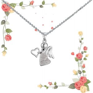Collier Ange Gardien En Argent Pendentif Bapt&ecirc;me Et Femme - Neuf