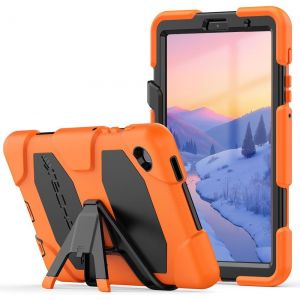 KAL-G-Shock &Eacute;tui Pour Samsung Galaxy Tab A7 Lite 2021 8.7"" (Sm-T220 / Sm-T225) Coque Rigide Haute Protection Anti Choc Avec Support Amovible, Housse Pour Enfants &Eacute;coles Ouvriers B&acirc;timents, Orange - Neuf