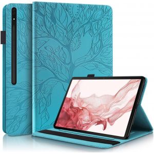 Coque Galaxy Tab S8+ 12,4"" 2022(SM-X800/SM-X806), S7+/ S7 FE Tablette Housse de Protection Samsung Tab S8+ Porte-Crayons Portefeuille Tablet &Eacute;tui pour Samsung Galaxy Tab S8 Plus,Bleu - Neuf