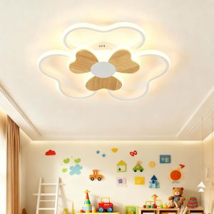 Subzonal-Plafonnier Led - 36w Plafonnier Chambre Enfant 42cm Lampe Plafond Avec Dimmable Forme Fleur Bois Avec T&eacute;l&eacute;commande 3000k-6000k Plafond Led Chambre &Agrave; Coucher Chambre D'enfant - Neuf