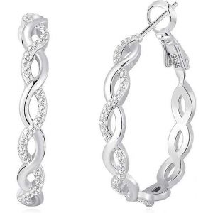 Ventes Promotionnelles Boucles D'oreilles Ovales Plaquées Pour Femmes 925 Argent Sterling Post Twist Huggie Hoop Boucles D'oreilles Hypoallergénique Léger - Neuf