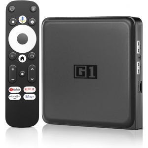 Loc-Android Tv Box G1-4K Hdr Boitier Android Tv 14.0 Compatible Avec Google Et Netflix,Dolby Vision·Digital Plus,Dts,4G+32G Smart Tv Box Support De L'Assistant Vocal,Wifi 6,Bt 5.0,Av1,Ethernet - Neuf