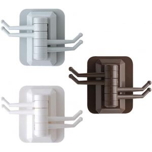 Lot De 3 Crochets Auto-Adh&eacute;sifs &Agrave; Coller Sur Les Crochets Muraux Rotatifs En Plastique Multi-Usages Pour Salle De Bain,Cuisine,Manteau,Serviette,Cl&eacute; - Neuf