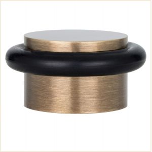 But&eacute;e De Porte Adh&eacute;sive|&Oslash;28x20mm|Laiton Finition Cuir Vieilli|Caoutchouc Noir En Silicone Naturel|Fixation Simple|100% fonctionnel|Mod. I-103CU - Neuf