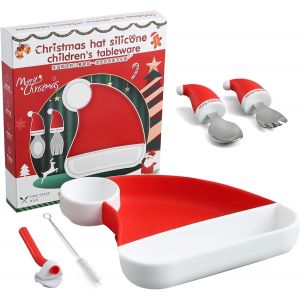 Kal-5 Pcs Assiette Ventouse Pour B&eacute;b&eacute;, Ensemble De Vaisselle Pour B&eacute;b&eacute;, Coffret Repas Bebe, Set Vaisselle Pour B&eacute;b&eacute; Silicone Avec Ventouse, Cadeau Coffret Repas B&eacute;b&eacute;s - Neuf