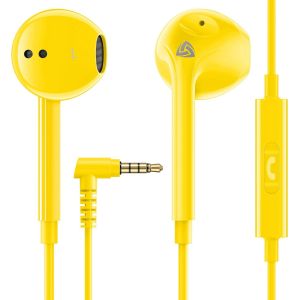 LORANKA-Zenith &Eacute;couteurs, Garantie 2 Ans, &Eacute;couteur Intra-Auriculaires Filaires, Casque avec Microphone, Compatible avec Tablettes et Ordinateurs Portables Samsung, Huawei, iPhone, MP3 Players - Jaune - Neuf
