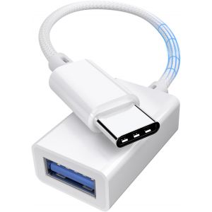 KALANKA-Adaptateur USB C vers USB 3.0 Convertisseur de C&acirc;ble USB OTG, 5Gbps Haute Vitesse, pour Ordinateur Portable, T&eacute;l&eacute;phone, Compatible avec MacBook Pro/Air, iPhone 16/15, Samsung Galaxy, Blanc - Neuf