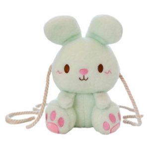 Sac à bandoulière en forme de lapin mignon de dessin animé, sac à bandoulière en peluche avec c?ur féminin, poupée à saisir, lapin brodé-vert - Neuf
