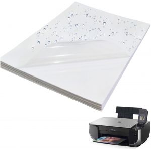 Autocollant en Vinyle Imprimable,Papier Autocollant en Vinyle,Autocollant Jet D'encre,15 Feuilles Papier Autocollant Imprimable,pour Imprimante à Jet D'encre and Laser,Translucent,A4 - Neuf