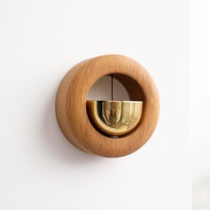 Sonnette de la porte - d'Or en Teck (Rond) - Magnétique Sonnette pour Bureau de la Décoration et de l'Accrochage Unique d'Entreprise, porte d'Entrée, d'un Réfrigérateur et de Porte de Grange - Neuf
