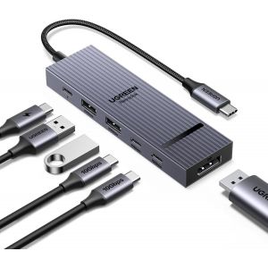 Revodok Pro 1062 Hub Usb C Displayport 4K 60Hz 4 Data Ports 2A2C 10Gbps Pd 100W 6 En 1 Dock Usb C Dp Compatible Avec Macbook Ipad Pro Air Mac Mini M4 Surface Iphone 16 15 Série Galaxy S25 - Neuf