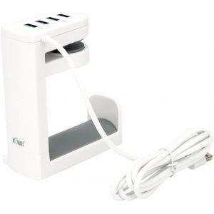 CFUX-Support de casque avec hub USB, support de suspension pour casque de bureau avec 4 ports USB (1 USB 3.0 + 3 USB 2.0), support de casque réglable rotatif à 360° pour casque PC (Blanc) - Neuf
