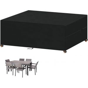 Cfus-Housse Salon De Jardin Impermeable Housse De Table Jardin Anti-Uv,420d Tissu Oxford Housses Pour Mobilier De Jardin,Bache Salon De Jardin,Couverture De Protection Meubles 210x100x75cm - Neuf