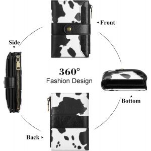 CAUC-Portefeuille Femme Blocage RFID, Portefeuilles avec 20 Emplacements, Porte-Feuille Femmes Zipp&eacute; Pochette &agrave; Monnaie, Porte Monnaie Femme en Cuir, Idee Cadeau Femme - Neuf