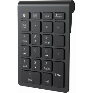 Clavier Num&eacute;rique sans Fil, Extension de Clavier Ergonomique,Pav&eacute; num&eacute;rique Bluetooth 5.0 avec 22 Touches Portatif Mini Calcul de Bureau pour Ordinateur Portable, Surface Pro, PC (Noir) - Neuf