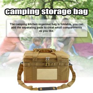 Grand Sac De Camping Portable à Fermeture éClair, PoêLe Anti-Crash, Sac De Transport D'ustensiles De Cuisine, Multifonctionnel Durable, Organisateur De Rangement D'accessoires De Camping - Neuf