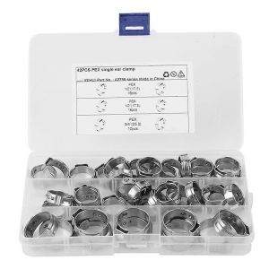 42pcs acier inoxydable pinces pinces anneaux une oreille 1/2 po 3/4 po pour tubes PEX raccords de raccords de tuyaux - Neuf