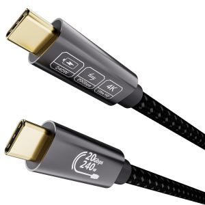 DDA-Câble USB C 0,5m, 3.2 Gen2×2 20Gbps, Vidéo 5K@60Hz 4K@144Hz, Charge Rapide 240W pour Thunderbolt 3/4, iPhone 16/15, Switch, Display, MacBook, VR, SSD - Neuf