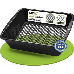 NouvelHorizonstore-Tamis de Jardin 2 en 1 I Taille de Maille Interchangeable de 10mm ou 4mm I Tamis de Jardinage I Id&eacute;al pour la Terre, Les L&eacute;gumes, Le Terreau I 39,5 x 29 x 11 cm I Noir (Tamis) - Neuf