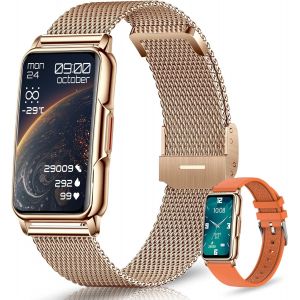 124+Sportifs Montre Connect&eacute;e Homme Femme, 1,47"" HD Sport Bracelets Smartwatch avec Notifications Bluetooth, Montre Podometre Sommeil Moniteur Cardiofrequencemetre SpO2 pour Android/iOS (Or Rose) - Neuf