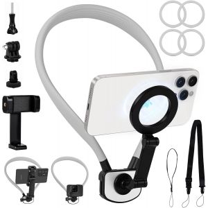 LORANKA-Support Magn&eacute;tique pour T&eacute;l&eacute;phone pour Cou, POV/Vlog Support de Cou pour Selfie, Phone Neck Holder Chest Stand Strap, pour Prise de Vue Vid&eacute;o pour iPh-ne 16-12 Android GoPro - Neuf