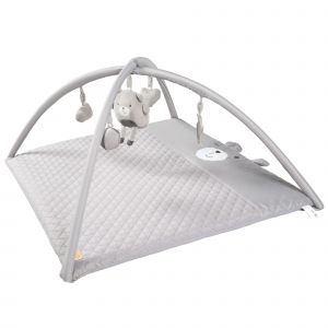 Tapis D'&eacute;veil B&eacute;b&eacute; Sensoriel - Roba Style - Avec Arches &Agrave; 5 Jouets - 85 X 75 Cm - Gris Argent&eacute; / T&ecirc;te D'ourson - Neuf