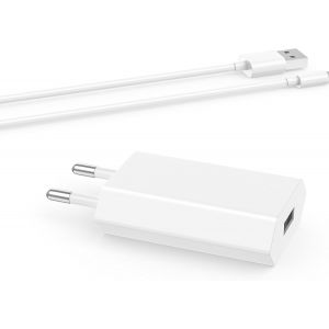 Ongi-Chargeur Pour Iphone 11,8,Se,Xr,7,7 Plus,Se 2020,6,6s,X,Xs,Xs Max,10,12,13,14,Ipad,Air Pods.5v 1a Usb Adaptateur Secteur Avec 2m Câble Pour Apple (Blanc) - Neuf