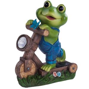 Grenouille Cyclisme Mod&egrave;le Jardin Solaire Grenouille D&eacute;corations Grenouille Avec Lampes Solaires Ornement De Pelouse Avec Lig Solaire - Neuf