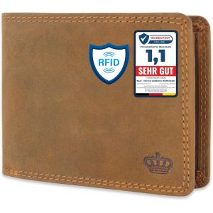 YEMAESRE-Baur Portefeuille Pour Homme En Cuir De Buffle Véritable | Portefeuille Avec Protection Rfid | Portefeuille Au Format Pay | Porte-Monnaie Avec Compartiment À Monnaie - Neuf