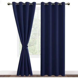 TIANYI-2 Pièces Rideaux Occultant Thermiques à Oeillets, Rideau Thermique Isolant Anti Froid et Chaleur pour Chambre des Garçons, 140x245 CM (Largeur x Hauteur), Bleu Marine - Neuf