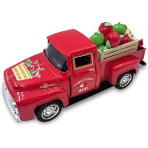 D&eacute;corations de Pommes, Camion de Ferme en M&eacute;tal avec Mini Pommes Vertes et Rouges Artificielles pour D&eacute;coration de Bols, Pommes D&eacute;coratives pour D&eacute;corations de Plateaux, Maison, Cuisine, F&ecirc;te - Neuf