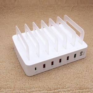 6 Ports + Qc3.0 + Type-C Usb Station De Charge Station Dock Avec Support Pour Smartphone Tablette Pc - Neuf