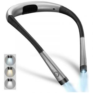 Glocusent Lampe De Lecture De Cou Rechargeable Lampe Pour Lecture Au Lit 3 Couleurs 6 Niveaux De Luminosit&eacute; Bras Pliables Longue Dur&eacute;e De Vie Parfaite Pour La Lecture Le Tricot La R&eacute;paration Classe &Eacute;nerg&eacute;tique A++ - Neuf