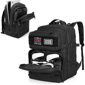 Sac &agrave; Dos de Jeu Tactique Compatible avec Console PS5/PS5 Slim/PS4, Sac de Rangement pour Ordinateur Portable 15,6"", Moniteur Portable, Manette, Casque et Autres Accessoires de Jeu - Neuf