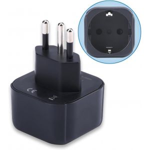 ERYI-Adaptateur De Prise Europe Vers Brésil, Prise Schuko Européenne/Allemande/Française/Italienne/Espagnole Prise Type C/E/F Adaptée Au Convertisseur De Prise De Voyage Prise Brésilienne (1 Pièce) - Neuf