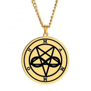 Sigil De Mammon L'étoile De La Terre Pentacle Pentagramme Symbole Infini Amulette Talisman Laser Cut Collier Pendentif En Acier Inoxydable - Neuf